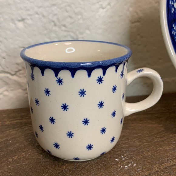 VTG Boleslawiec Polish Pottery Set-Winter Chapel Plate, Reindeer Pine Bowl, Mug - Picture 6 of 8